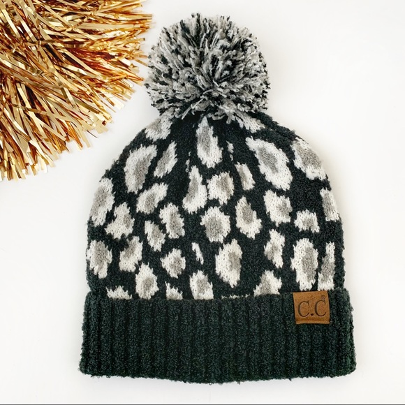 CHICBOMB Accessories - Sybil Leopard Pom Beanie